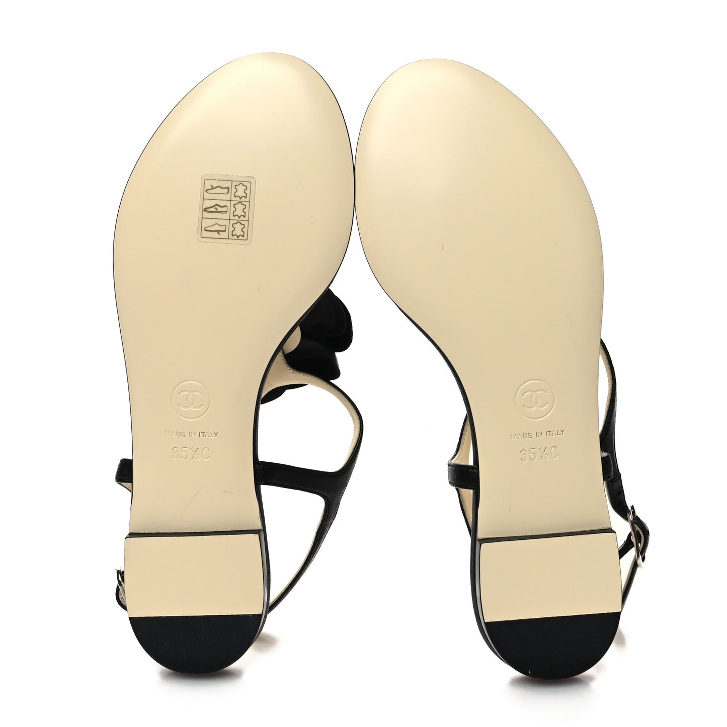 Lambskin Camellia Thong Sandals 35.5 Black