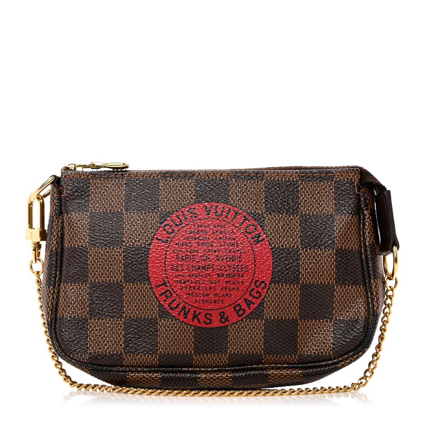 Damier Ebene Complice Trunks and Bags Mini Pochette Accessories Red