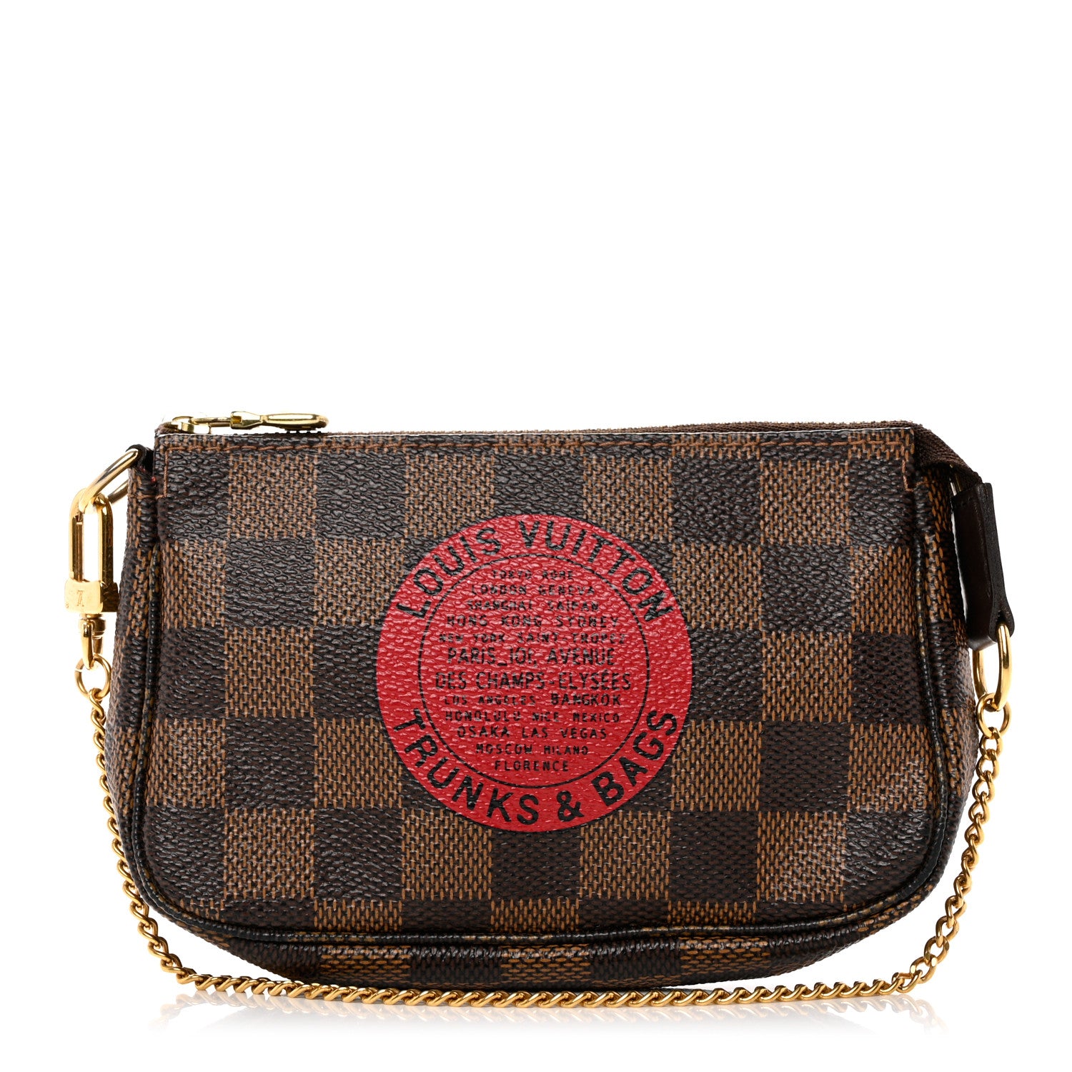 Louis Vuitton Damier Ebene Complice Trunks and Bags Mini Pochette Accessories Red 1 of 8