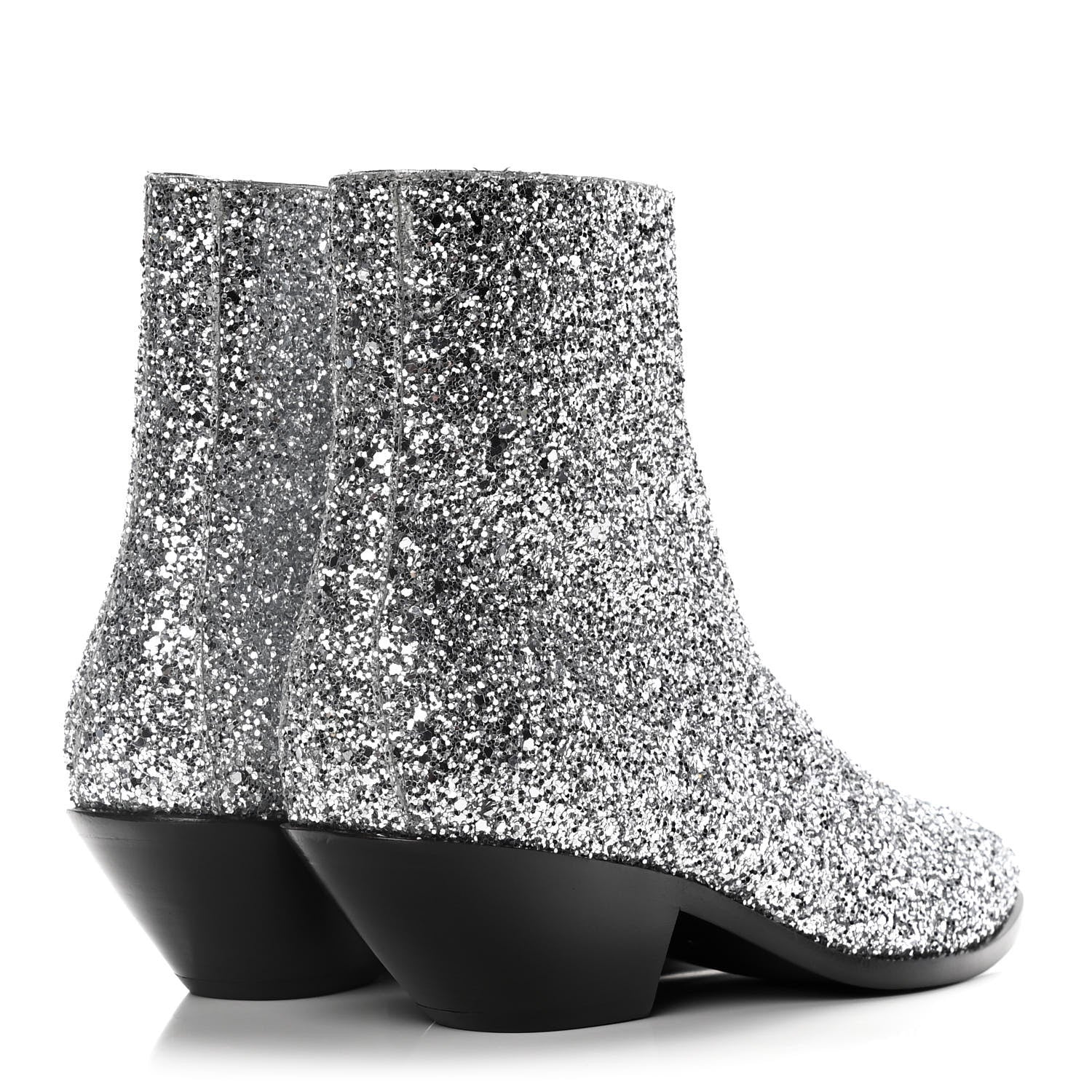 Saint Laurent Glitter Calfskin West 45 Boots 36.5 Silver 4 of 10