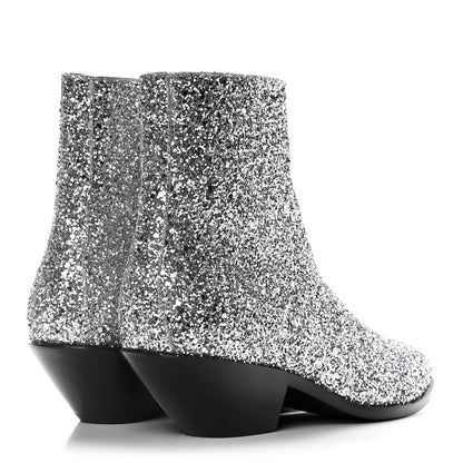 Saint Laurent Glitter Calfskin West 45 Boots 36.5 Silver 4 of 10