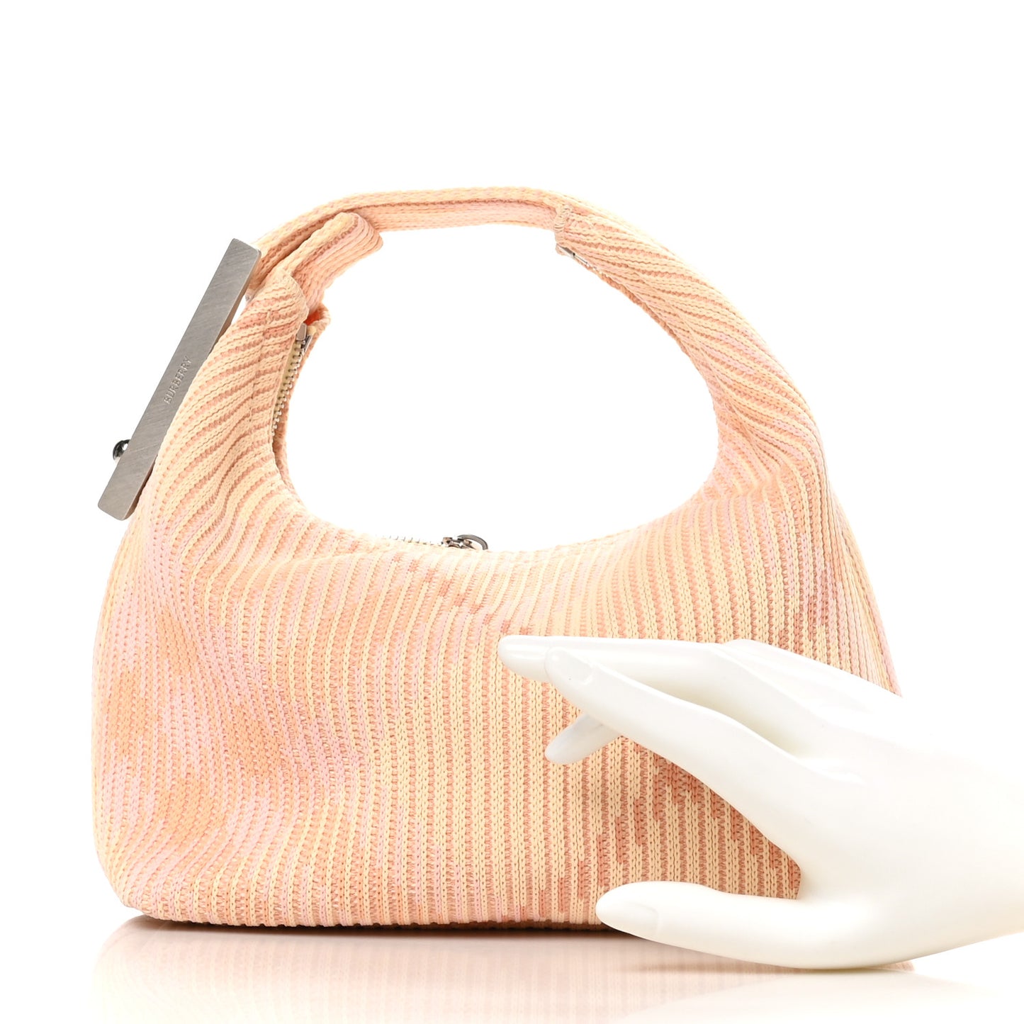Canvas Knitted Check Mini Peg Duffle Bag Sherbert