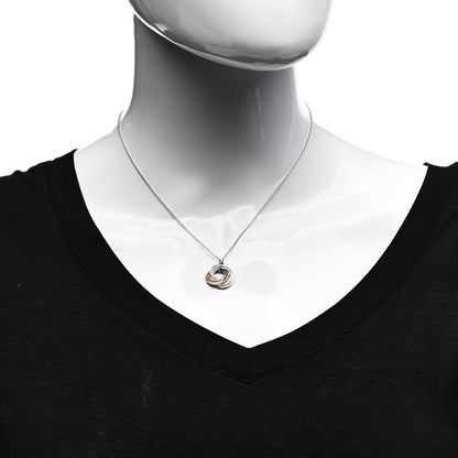 Tiffany 18K White Rose Gold Diamond 1837 Triple Interlocking Circles Pendant Necklace 2 of 7