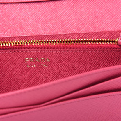 Prada Saffiano Metal Continental Flap Wallet Peonia 7 of 7