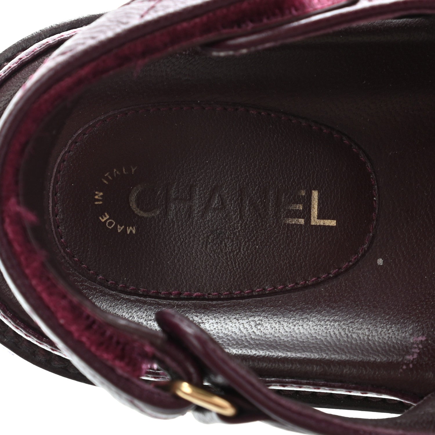 Chanel Grained Calfskin Velcro Dad Sandals 39 Maroon 6 of 13