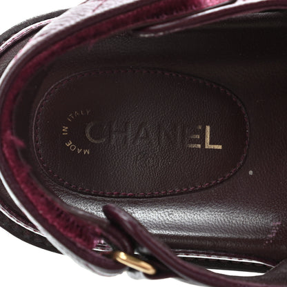 Chanel Grained Calfskin Velcro Dad Sandals 39 Maroon 6 of 13