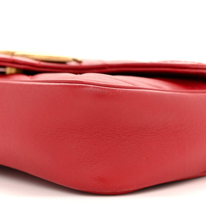 Gucci Calfskin Matelasse Super Mini GG Marmont Shoulder Bag Hibiscus Red 10 of 13