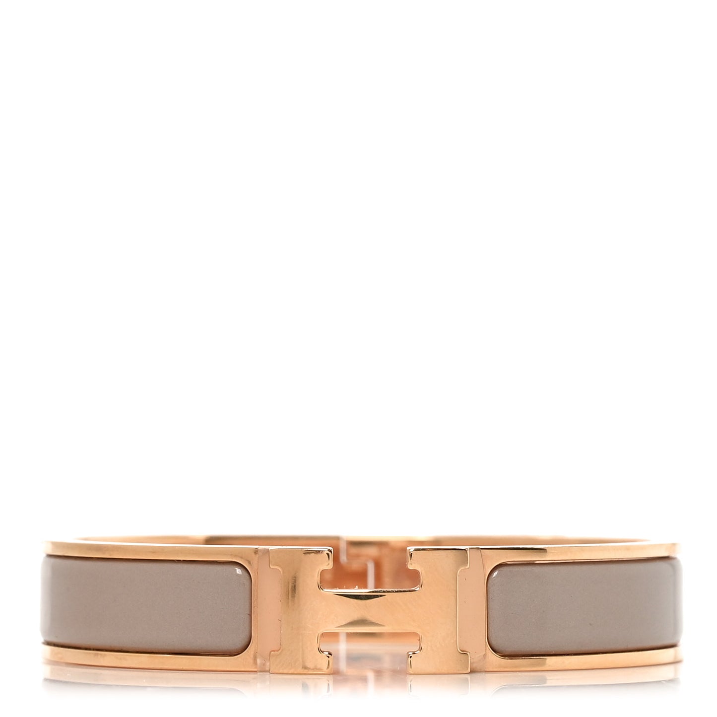 Enamel Narrow Clic Clac H Bracelet GM Marron Glace