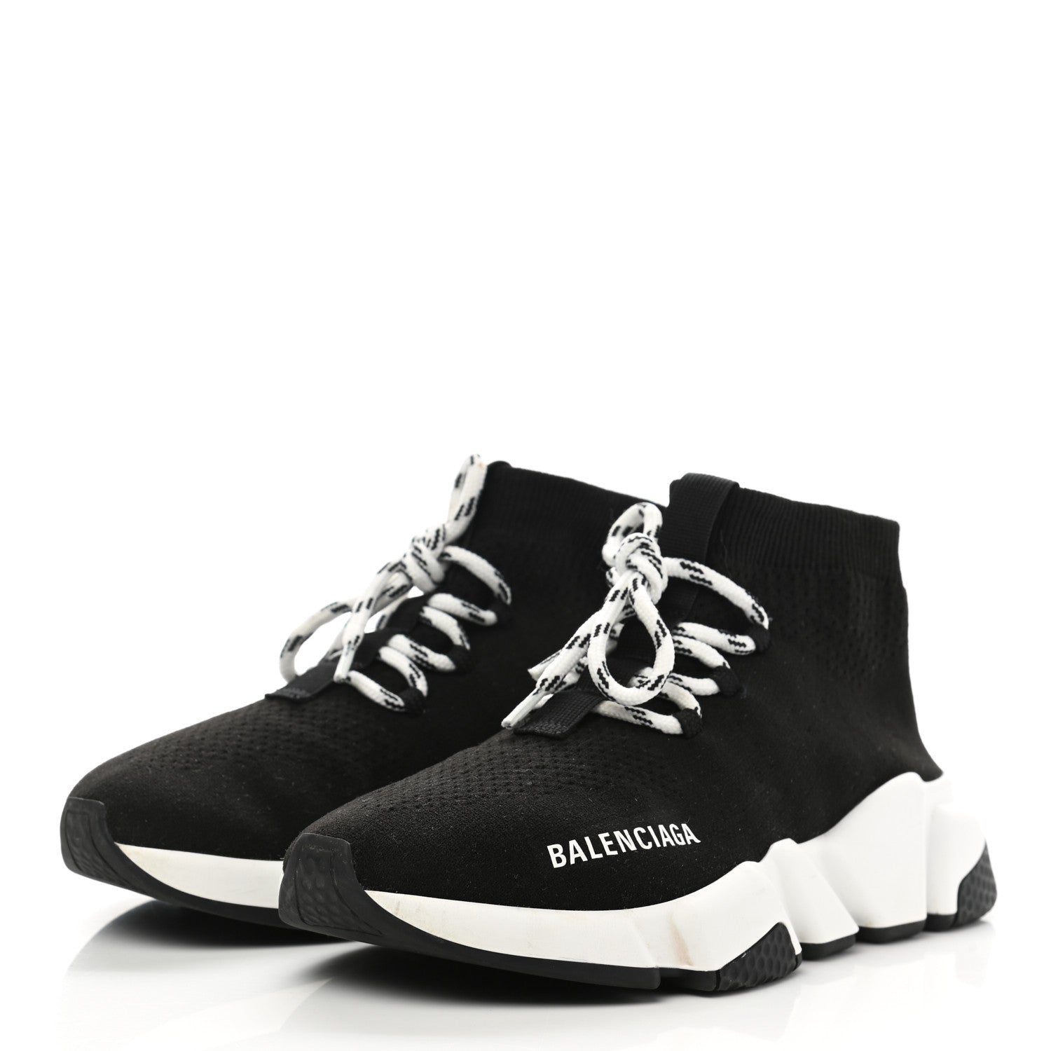 Balenciaga Knit Womens Speed Lace Up Sneakers 35 Black 3 of 8