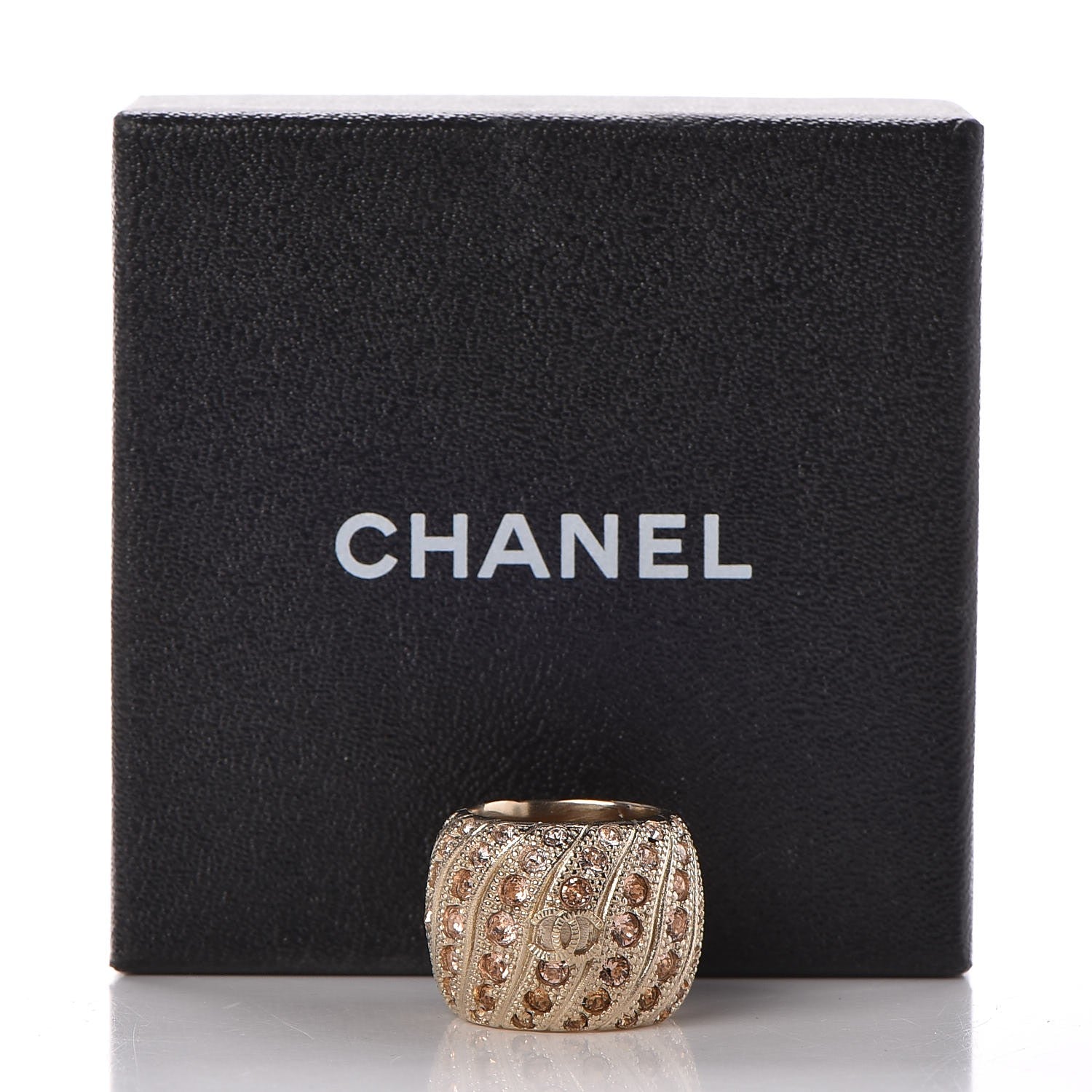 Chanel Crystal CC Ring 6.5 Gold 5 of 5
