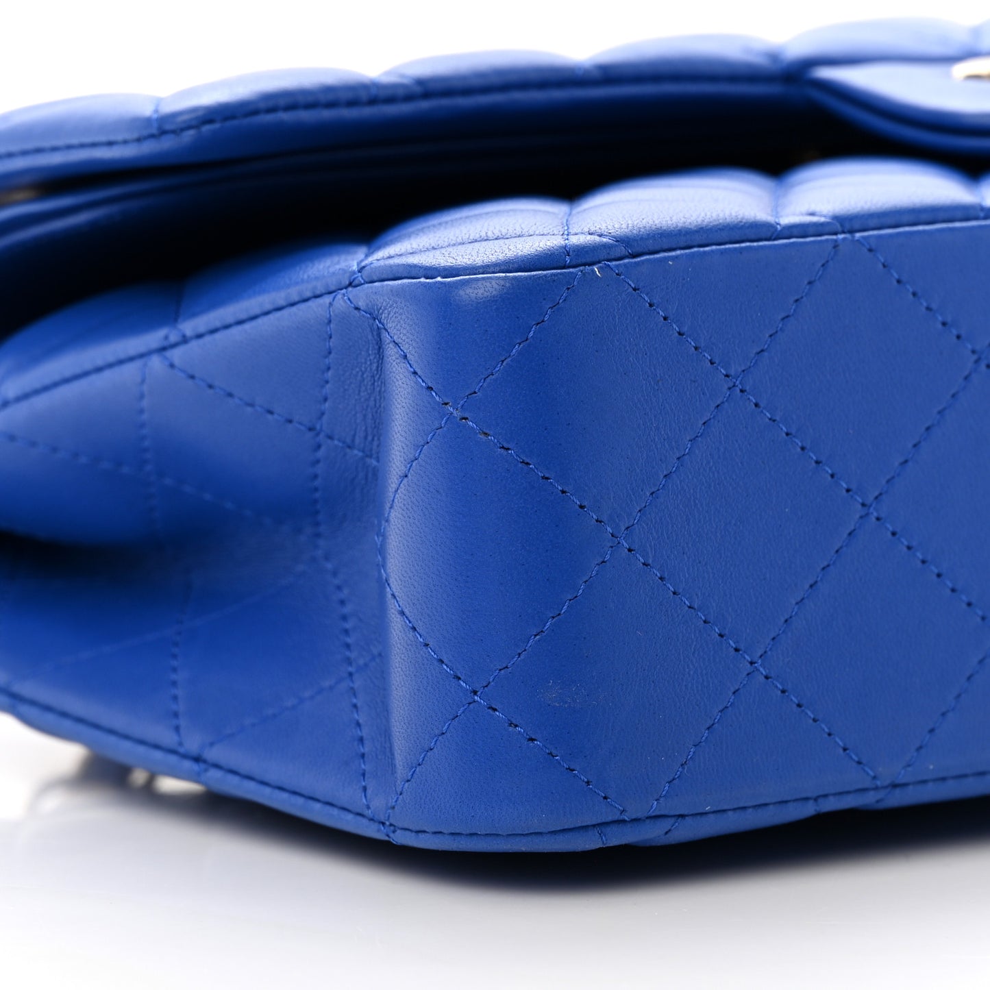 Lambskin Quilted Medium Double Flap Blue