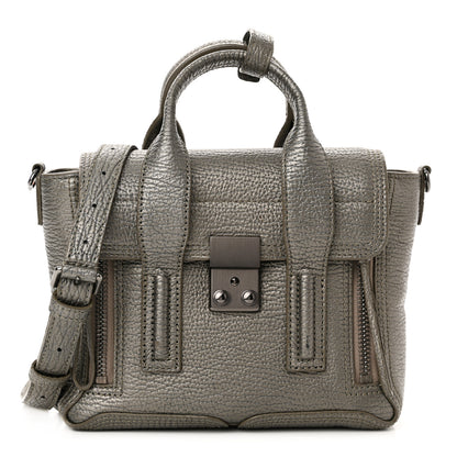 3.1 Phillip Lim Metallic Textured Calfskin Mini Pashli Satchel Pewter 1 of 9