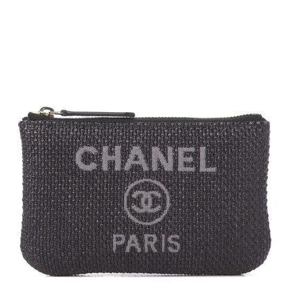 Chanel Woven Straw Raffia Deauville Cosmetic Pouch Black 1 of 8