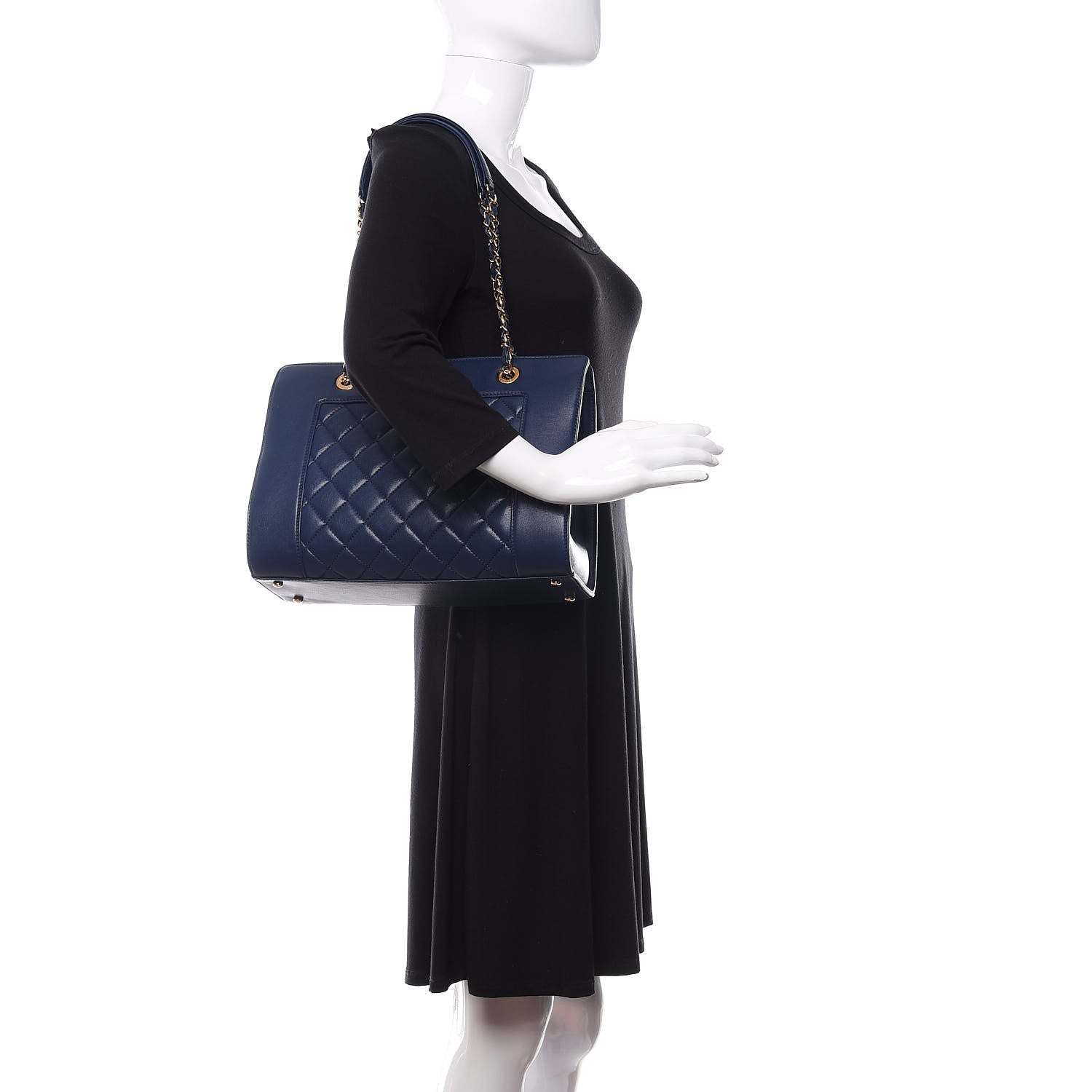 Chanel Sheepskin Quilted Mademoiselle Vintage Shopping Tote Navy 2 of 10