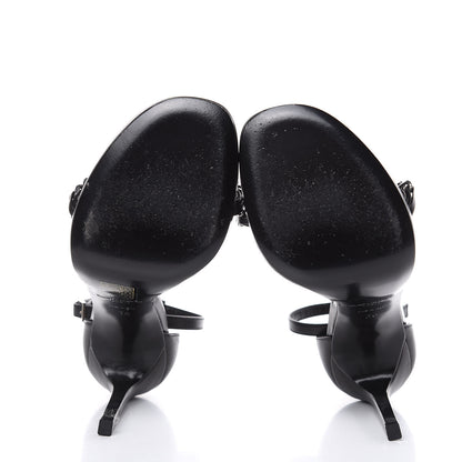 Saint Laurent Seta Calfskin Chain Jane 110 Ankle Strap Sandals 36 Black 5 of 11