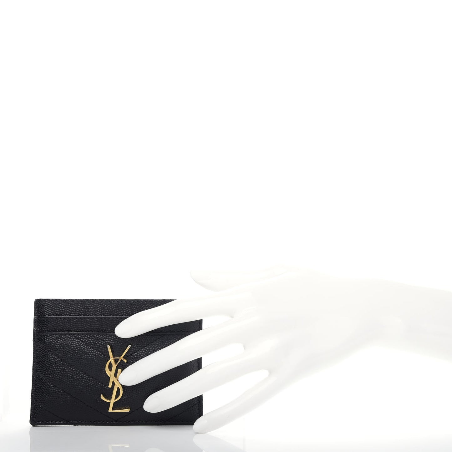 Grain De Poudre Matelasse Chevron Monogram Credit Card Case Black