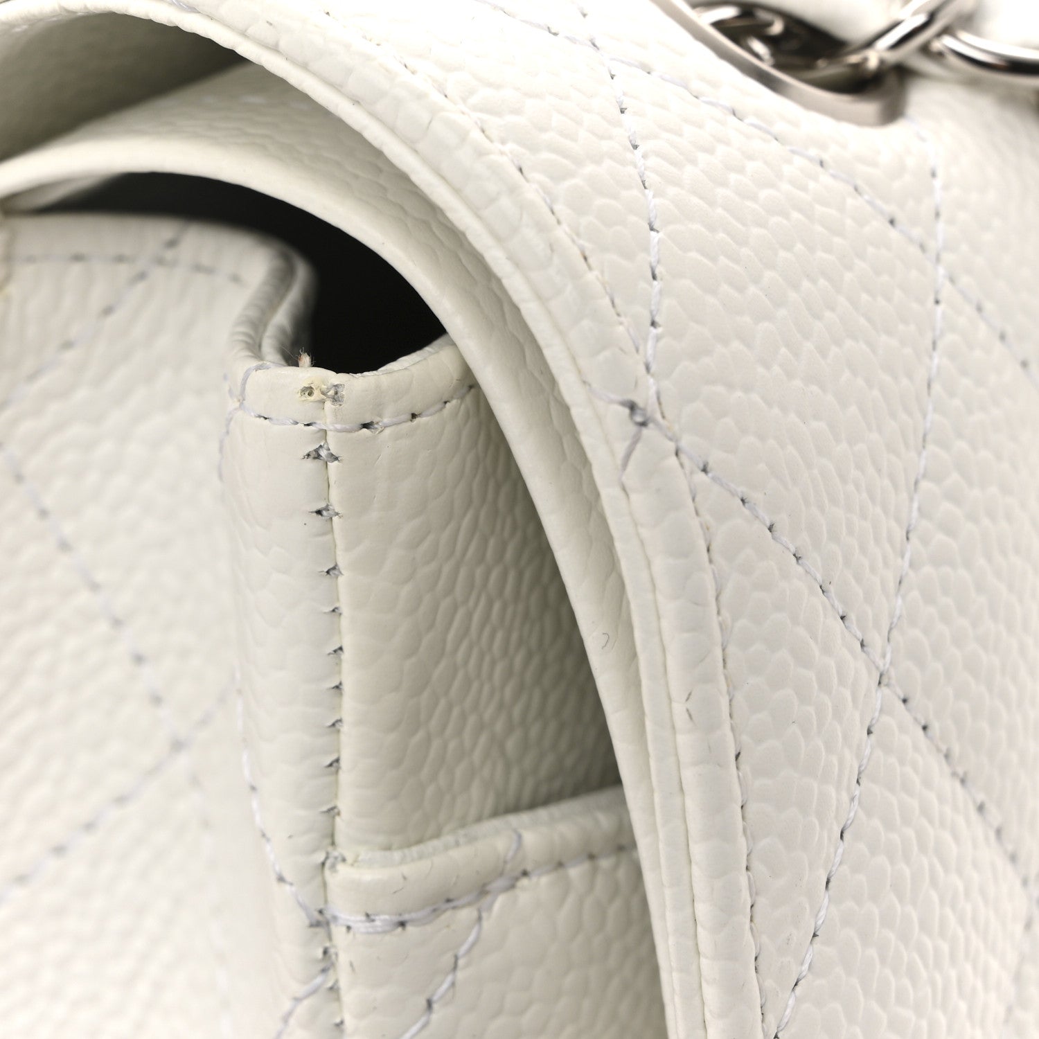 Chanel Caviar Quilted Medium Double Flap White 13 of 15