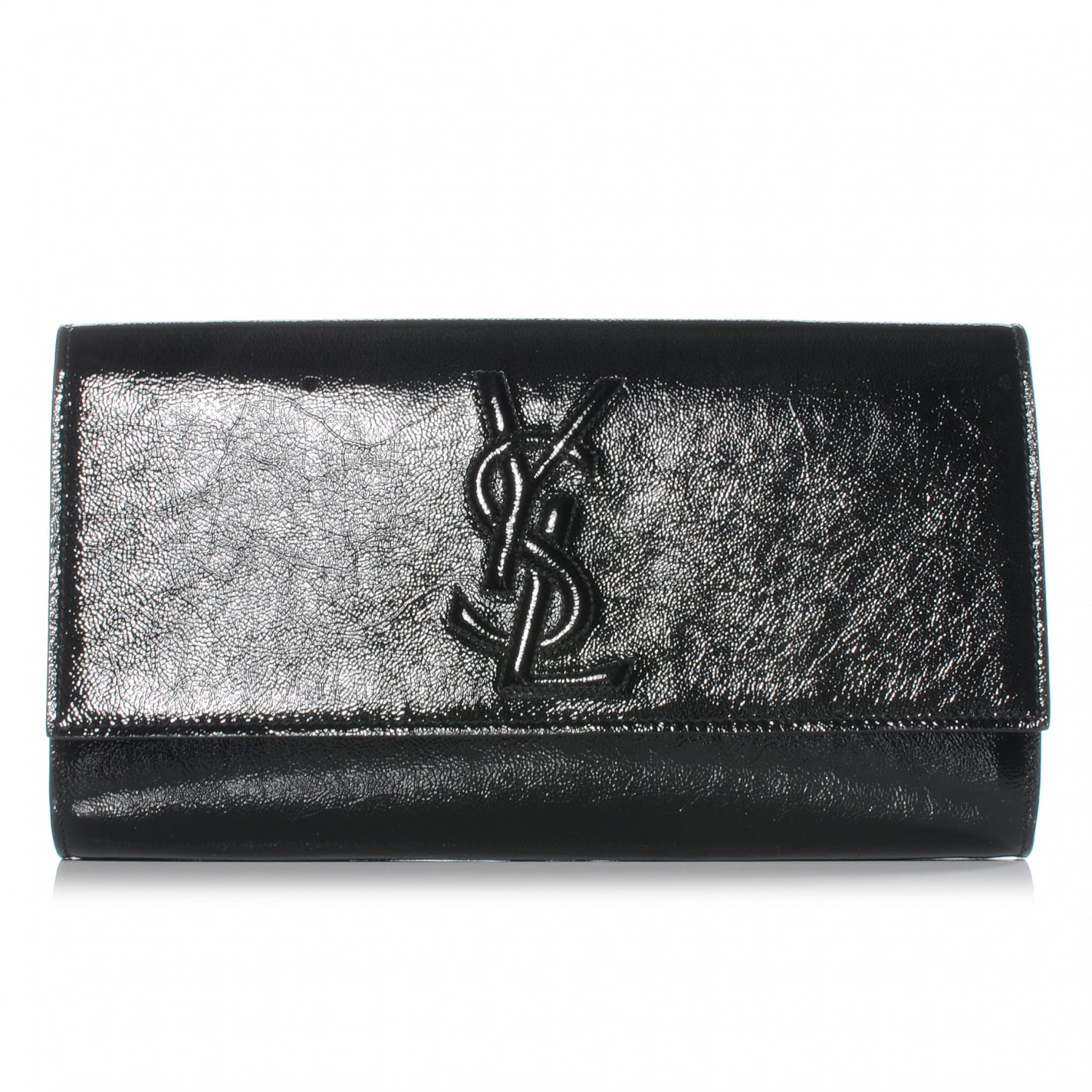 Saint Laurent Textured Patent Monogram Large Belle De Jour Clutch Black 1 of 7