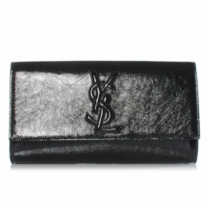 Saint Laurent Textured Patent Monogram Large Belle De Jour Clutch Black 1 of 7