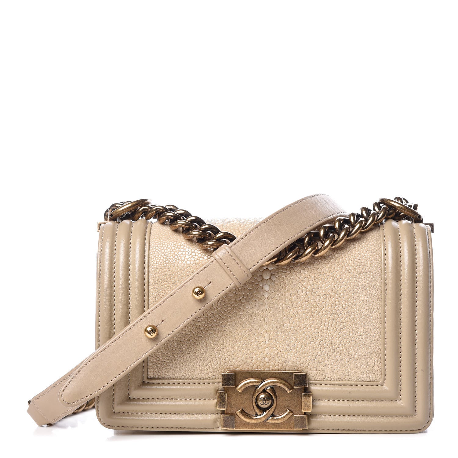 Chanel Galuchat Stingray Small Boy Flap Beige 1 of 16