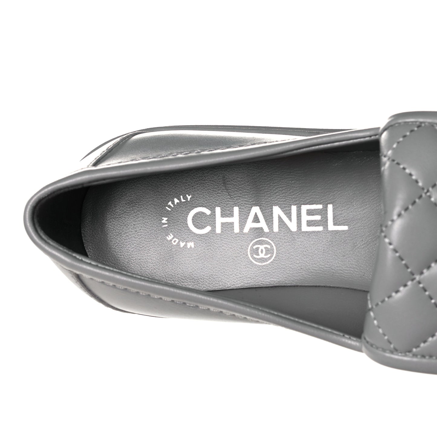 Lambskin Quilted CC Turnlock Loafers 36.5 Grey