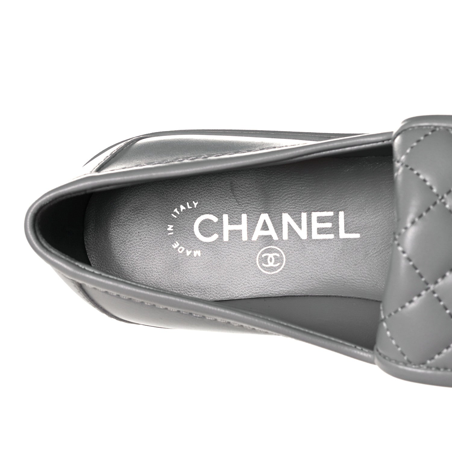 Chanel Lambskin Quilted CC Turnlock Loafers 36.5 Grey 8 of 9