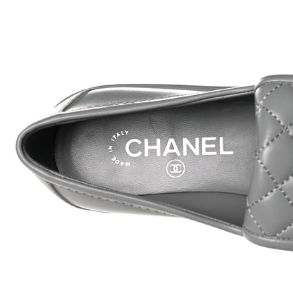 Chanel Lambskin Quilted CC Turnlock Loafers 36.5 Grey 8 of 9