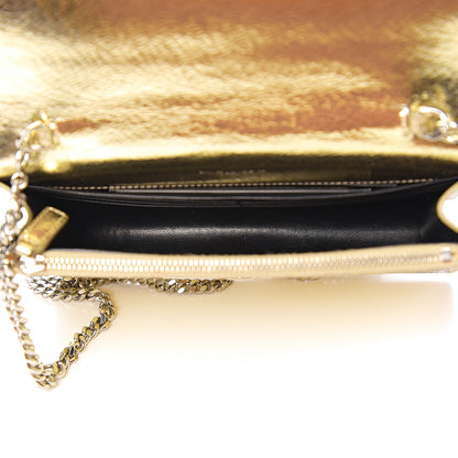 Saint Laurent Metallic Crackled Calfskin Kate Monogram Tassel Chain Wallet Gold 4 of 12