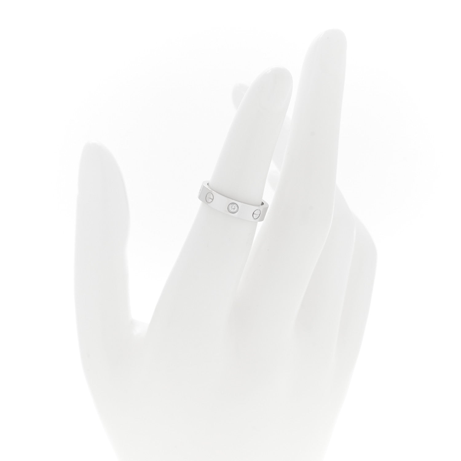 Cartier 18K White Gold Diamond 4mm LOVE Wedding Band Ring 48 4.5 2 of 5