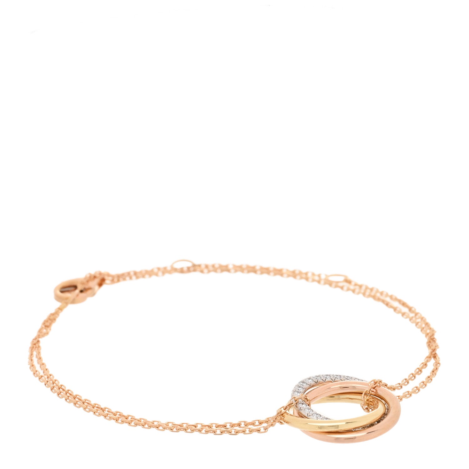 Cartier 18K Pink Yellow White Gold Diamond Trinity Bracelet 1 of 4