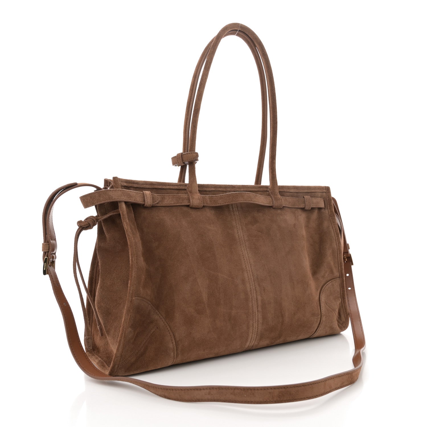 Prada Suede Large Bonnie Shoulder Bag Cocoa Brown 3 of 10