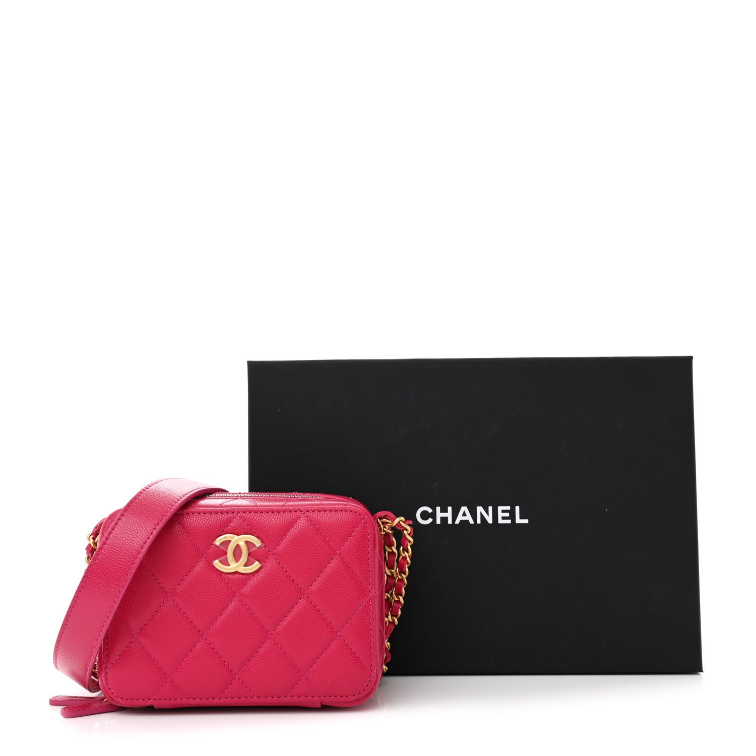 Chanel Caviar Quilted Twist Your Buttons Clutch With Chain Fuchsia 12 of 12