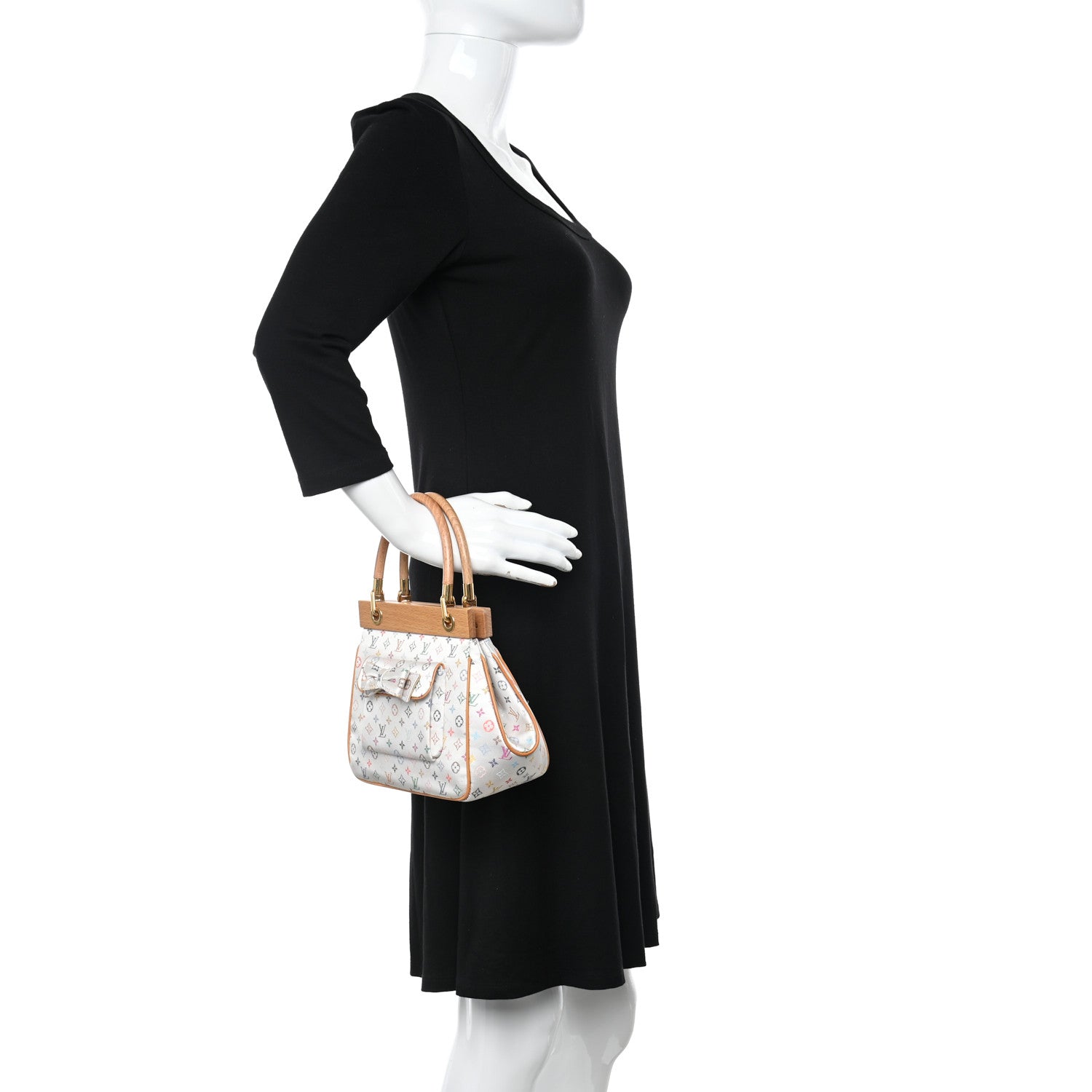 Louis Vuitton Silk Satin Monogram Multicolor Abelia White 2 of 14