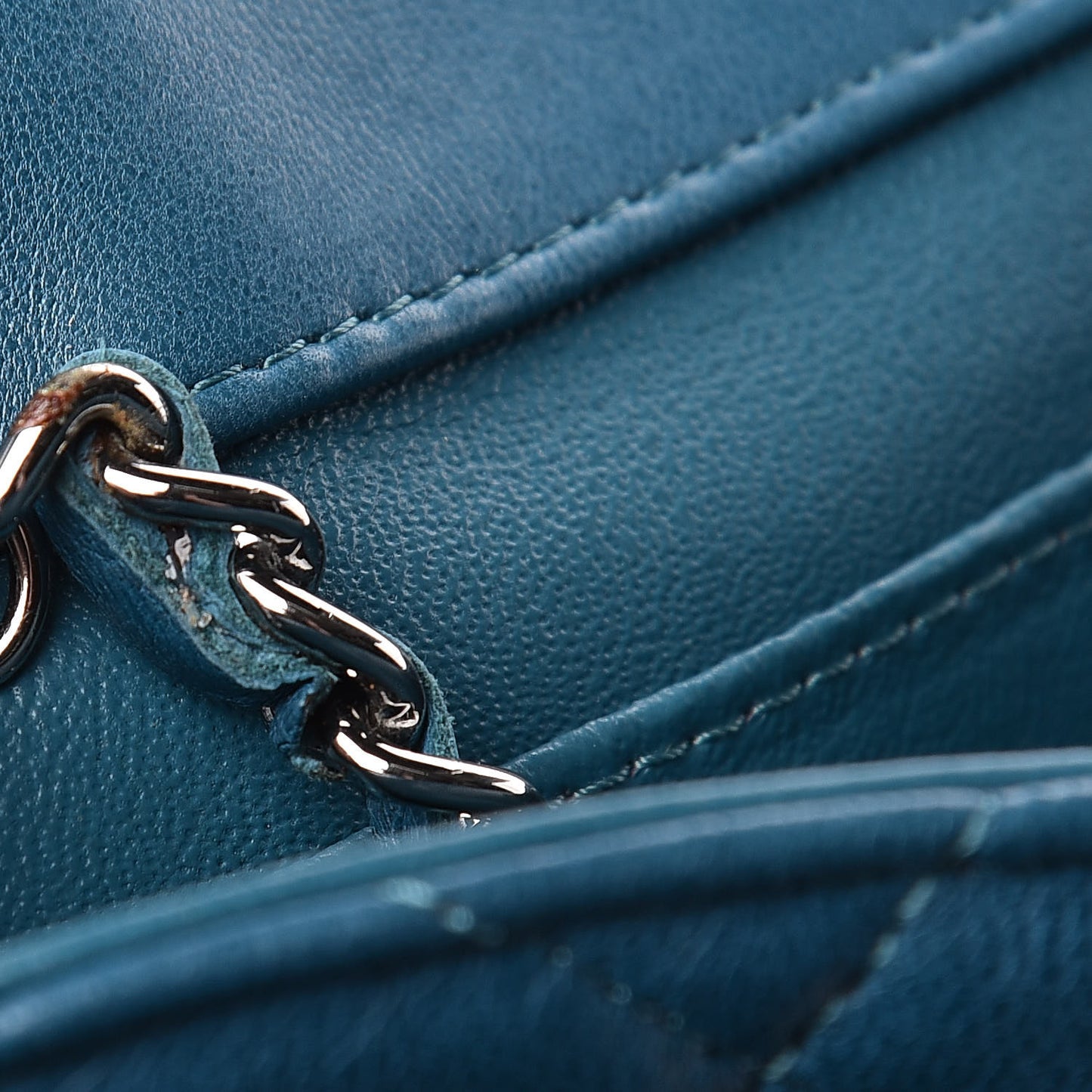 Lambskin Quilted Clutch With Chain Flap Turquoise