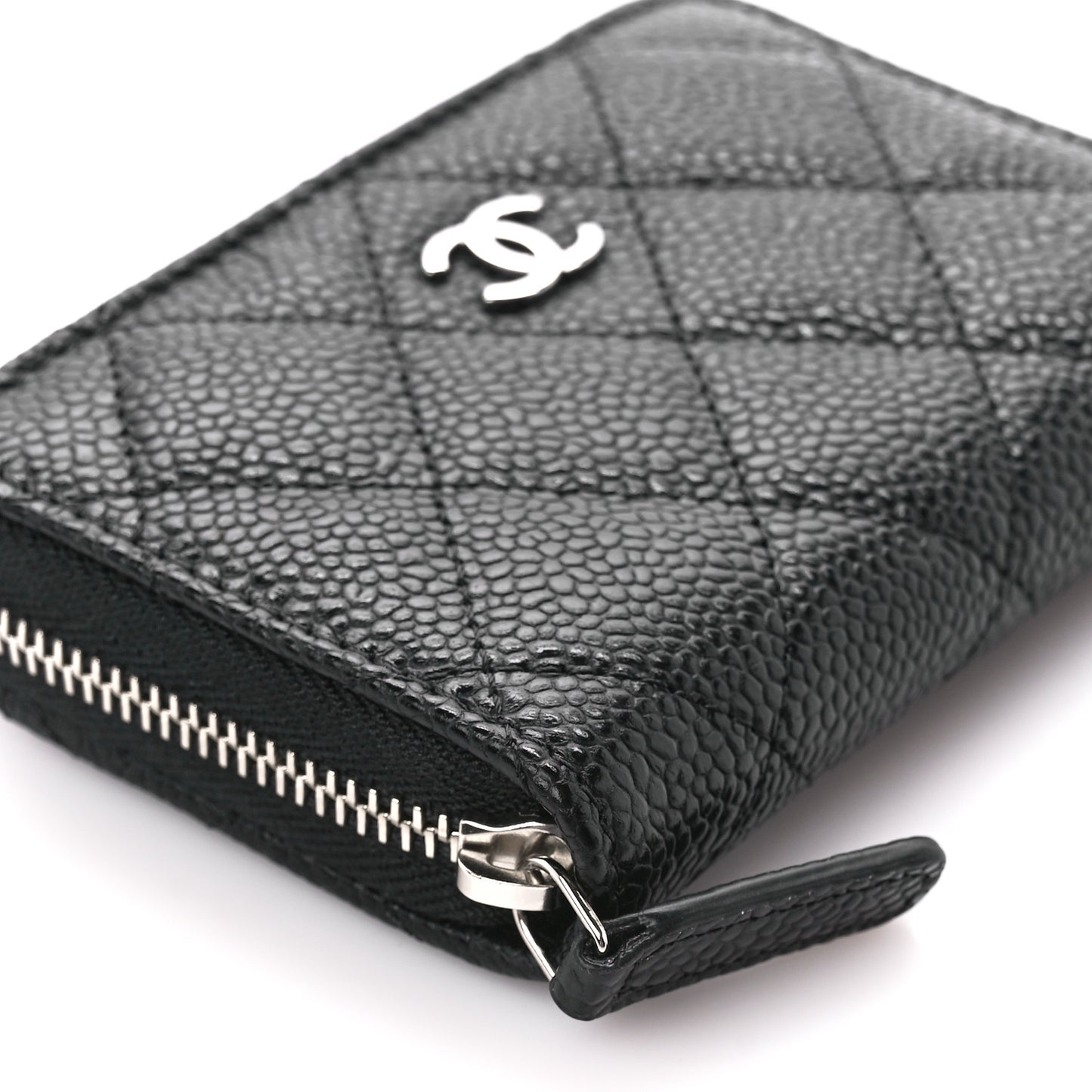 Caviar Quilted Zip Coin Purse Black