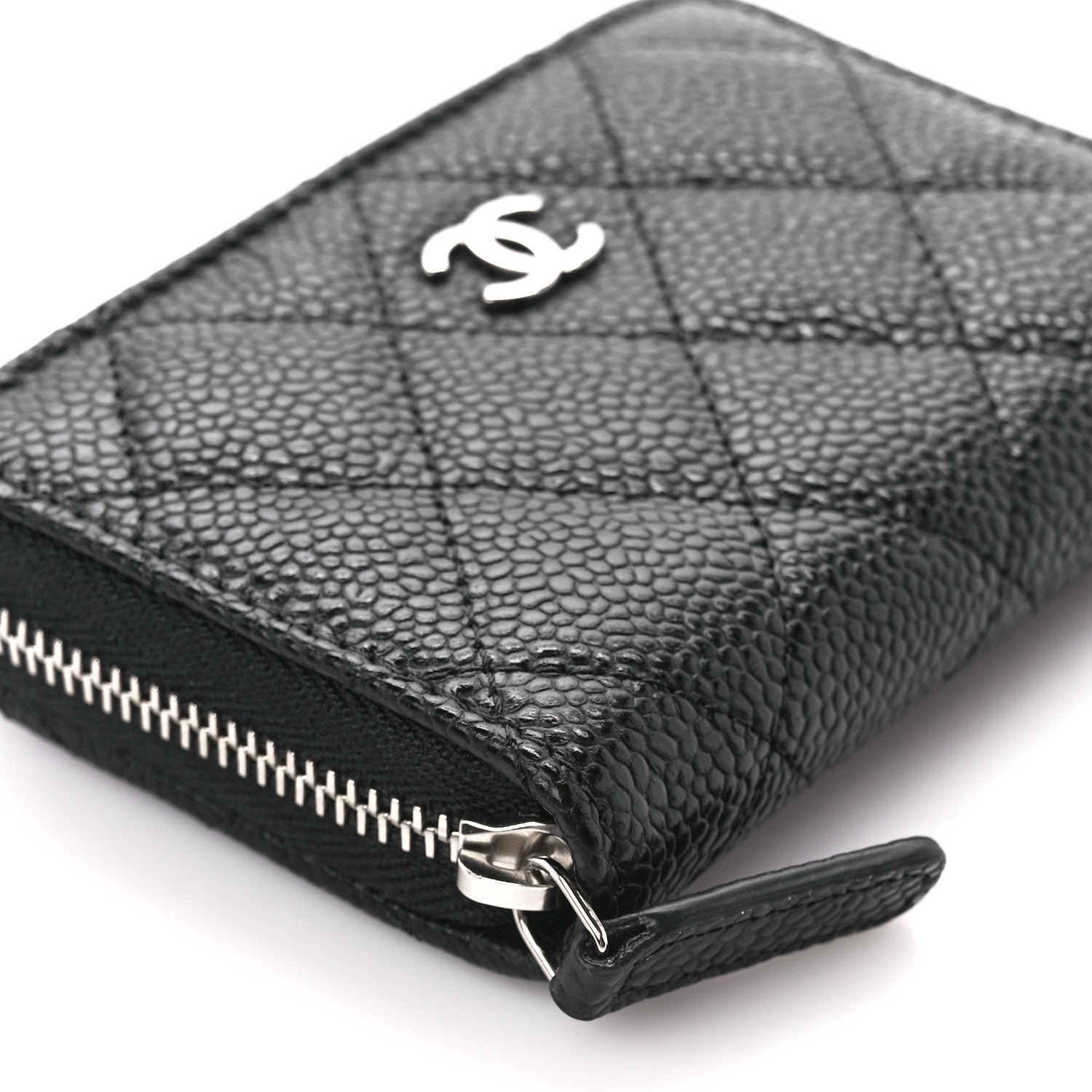 Chanel Caviar Quilted Zip Coin Purse Black 9 of 11