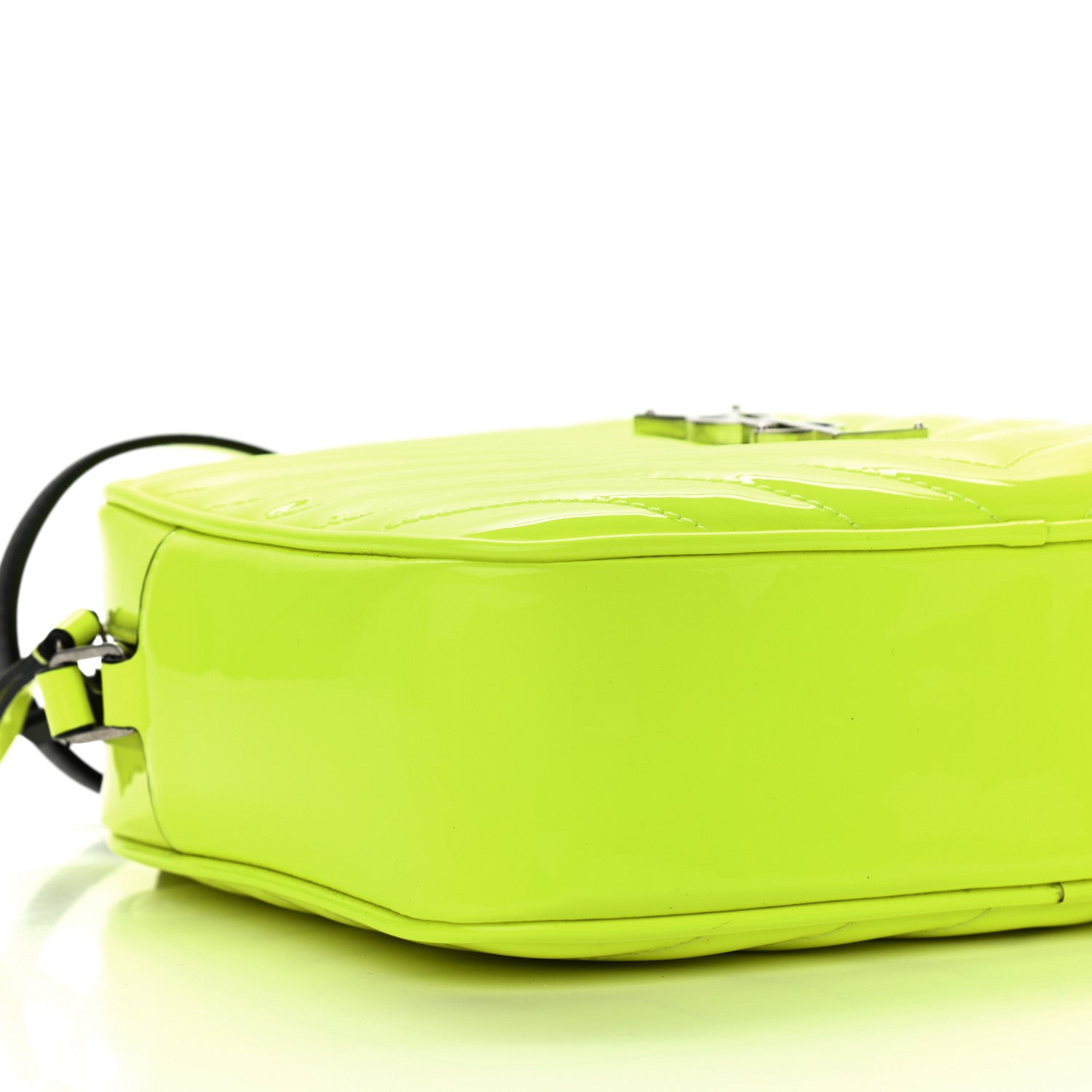 Saint Laurent Patent Calfskin Matelasse Monogram Lou Camera Bag Neon Yellow 9 of 10