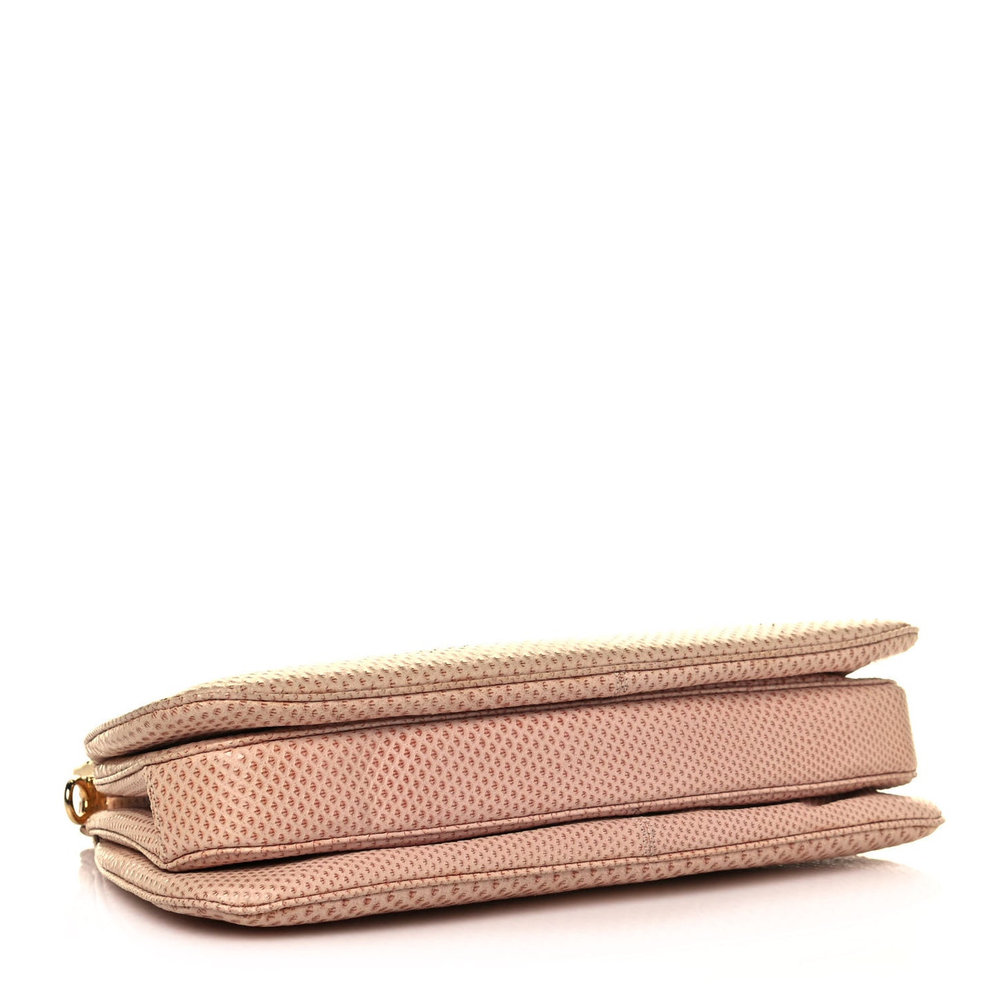 Crystal Lizard Embossed Pleated Evening Bag Beige