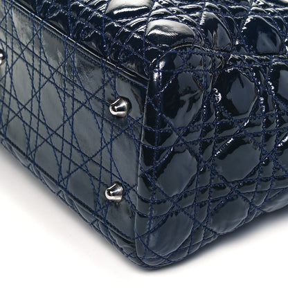 Christian Dior Patent Cannage Large Dior Soft Shopping Tote Navy Blue 7 of 7