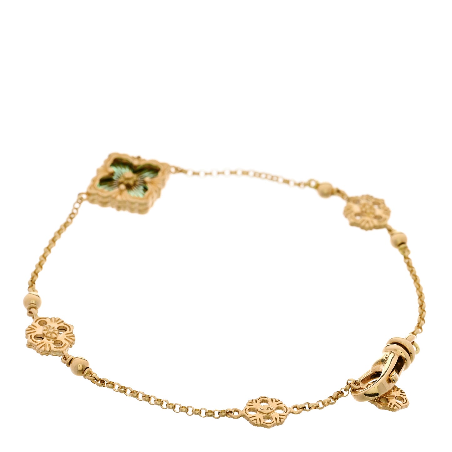 18K Yellow Gold Enamel Opera Tulle Bracelet Green