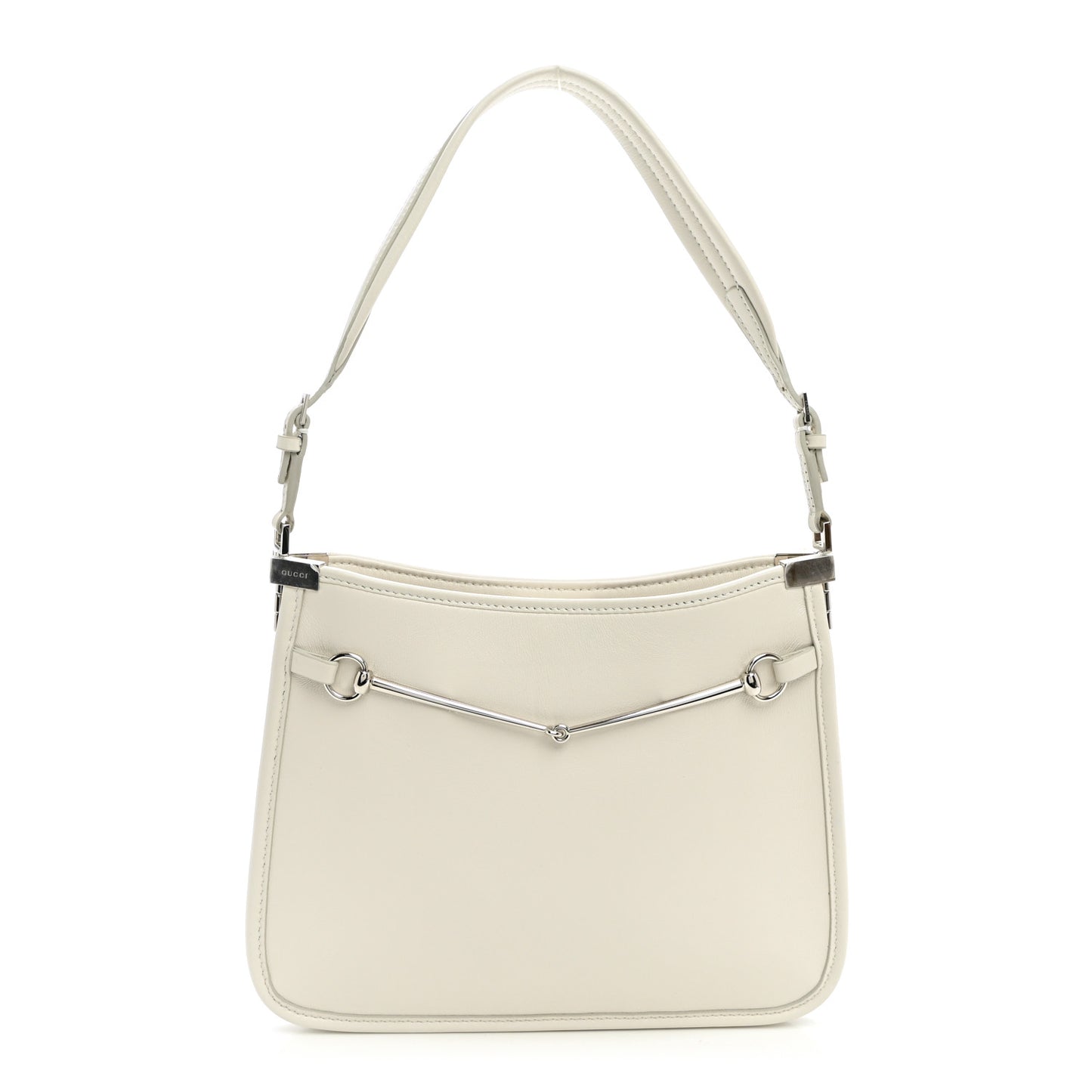 Calfskin Horsebit Slim Shoulder Bag White
