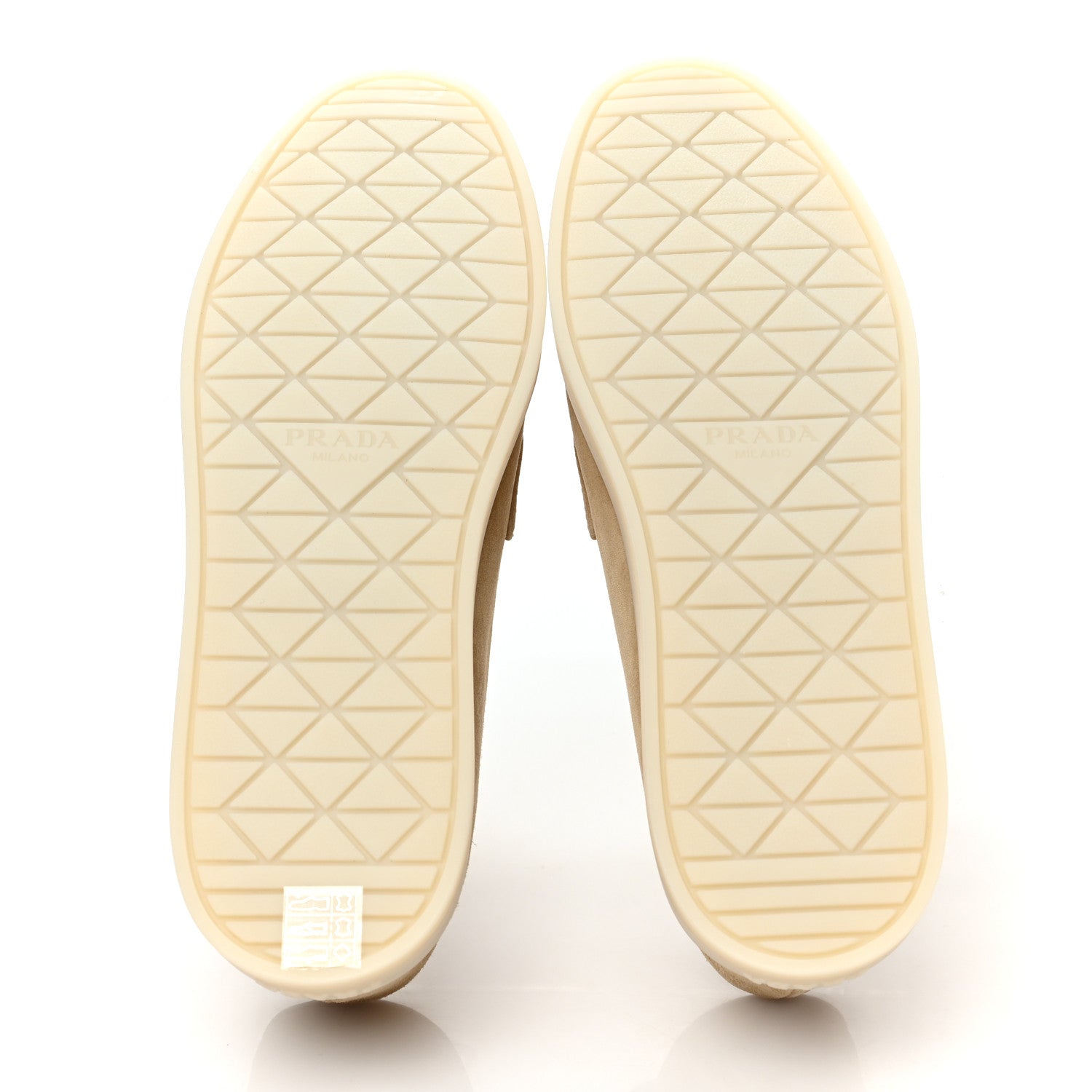 Prada Vitello Scamosciato Metal Triangle Logo Saint Tropez 25mm Loafers 40 Ecru 5 of 9