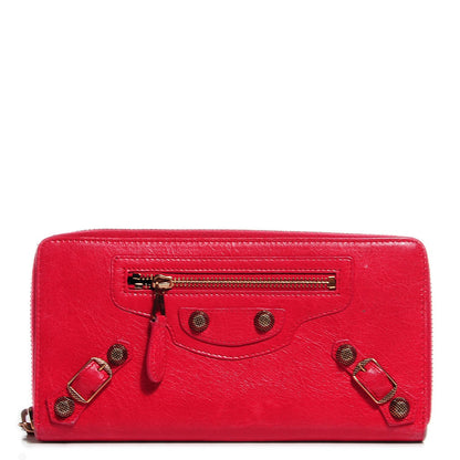 Balenciaga Agneau Giant 12 Rose Gold Hardware Continental Zip Around Wallet Rose Thulian 1 of 11