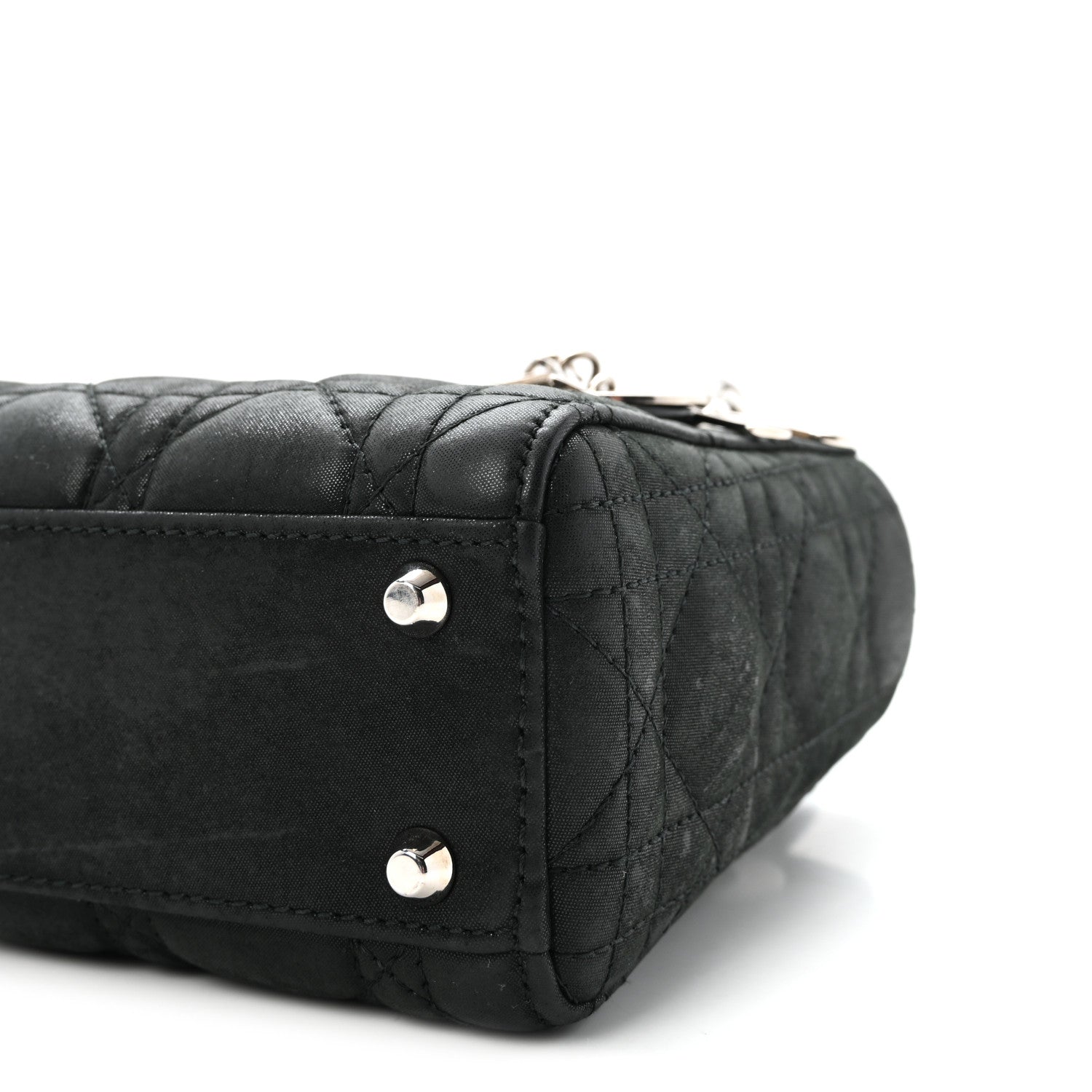 Christian Dior Metallic Calfskin Cannage Mini Lady Dior Black