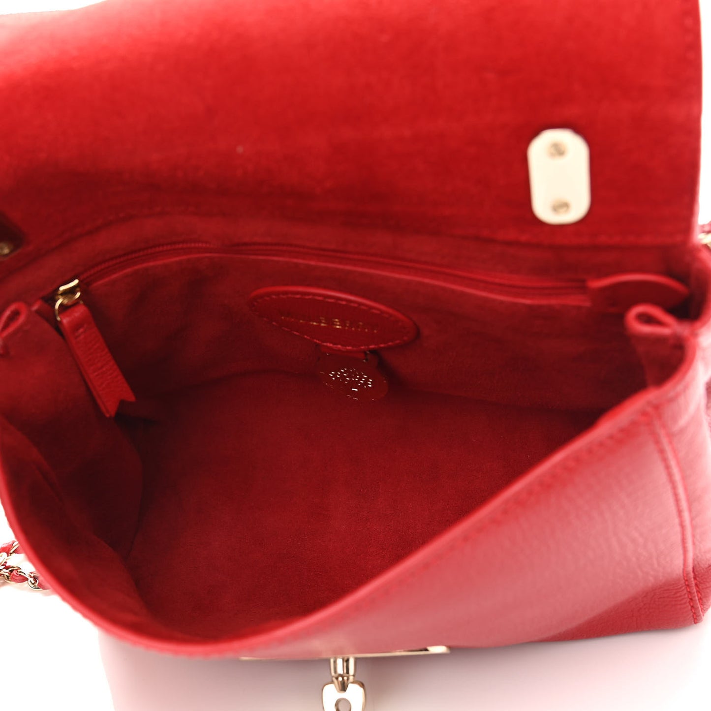 Glossy Goatskin Small Lily Flap Red