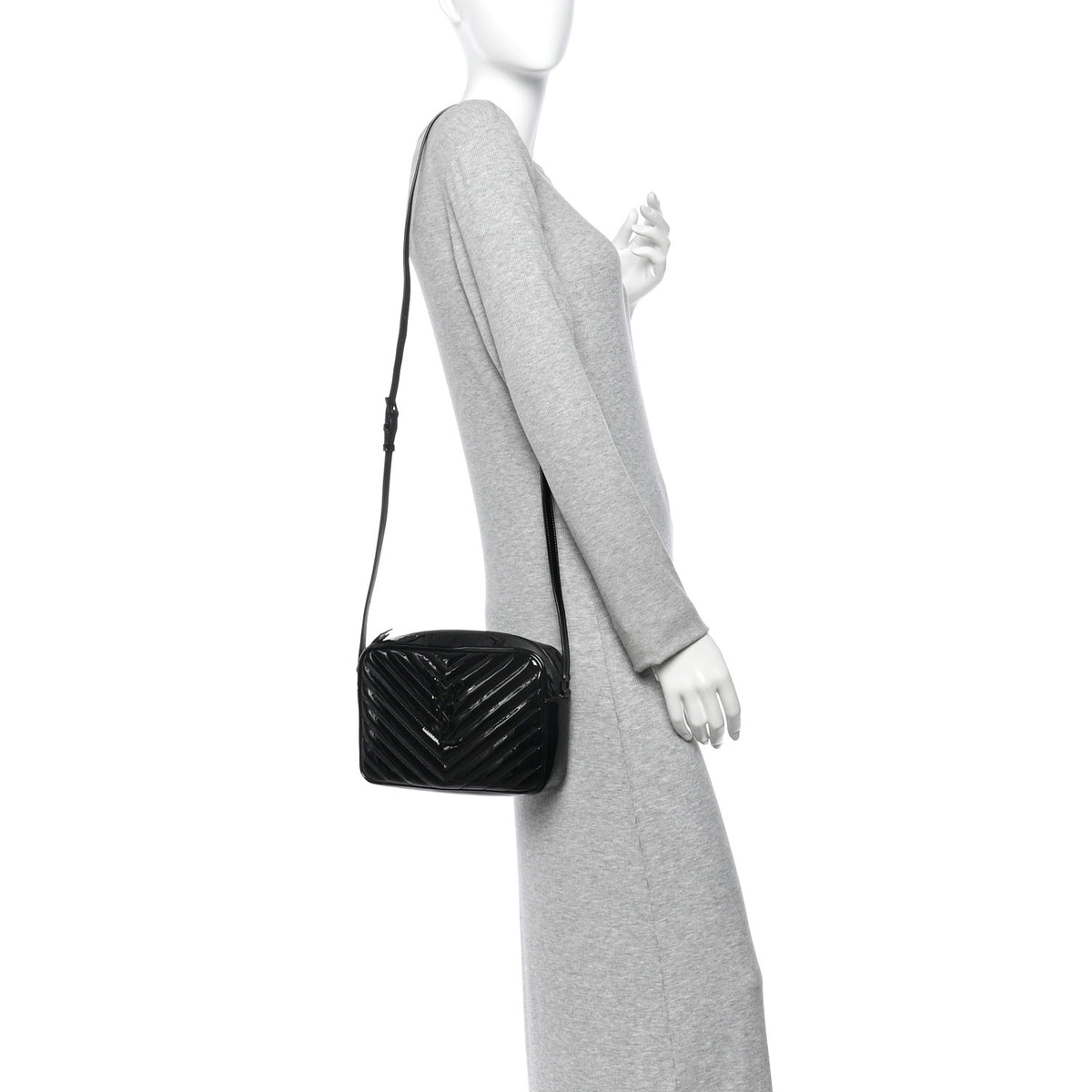 Saint Laurent Patent Calfskin Matelasse Monogram Lou Camera Bag Black 2 of 10