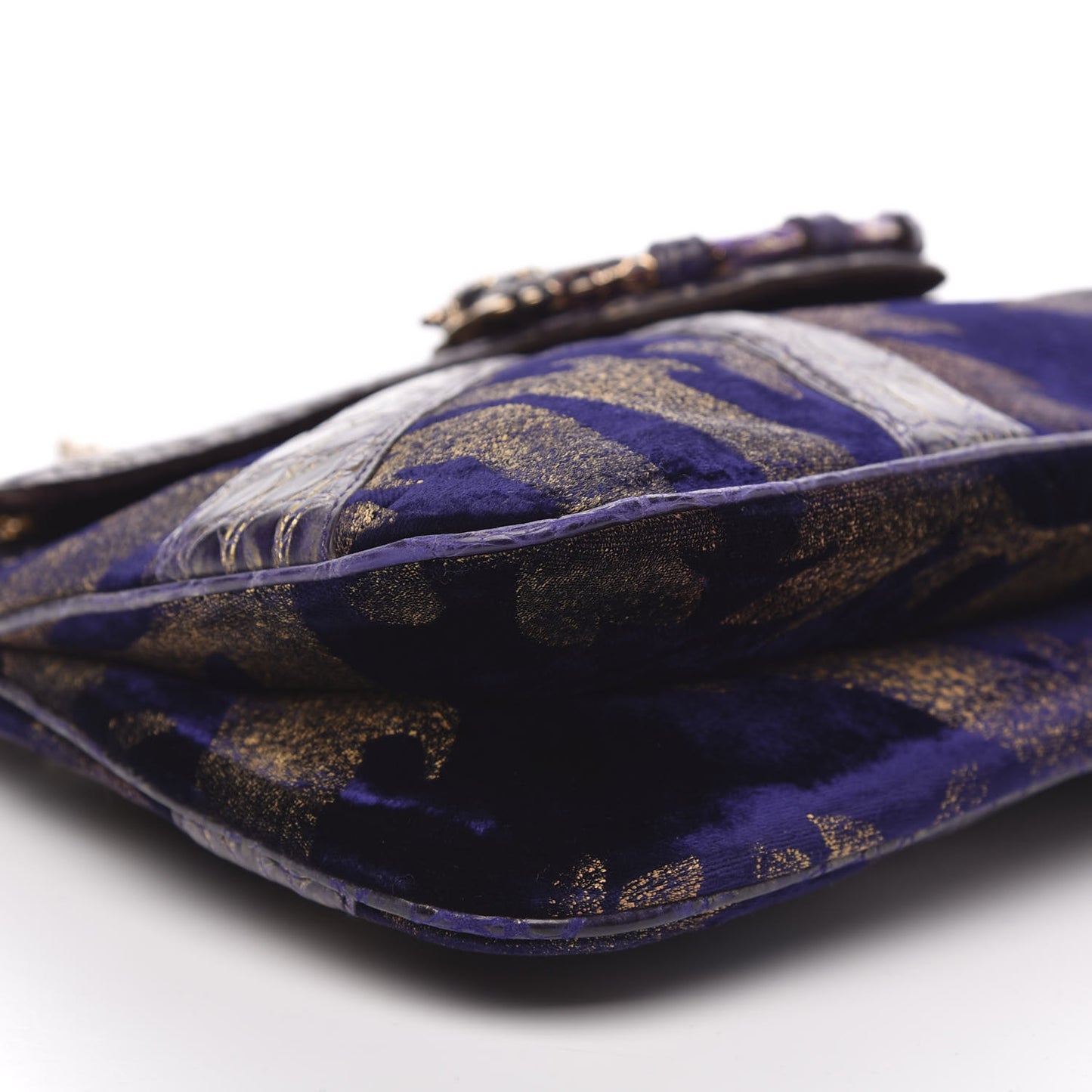 Velvet Alligator Tom Ford Jeweled Dragon Shoulder Bag Purple Gold