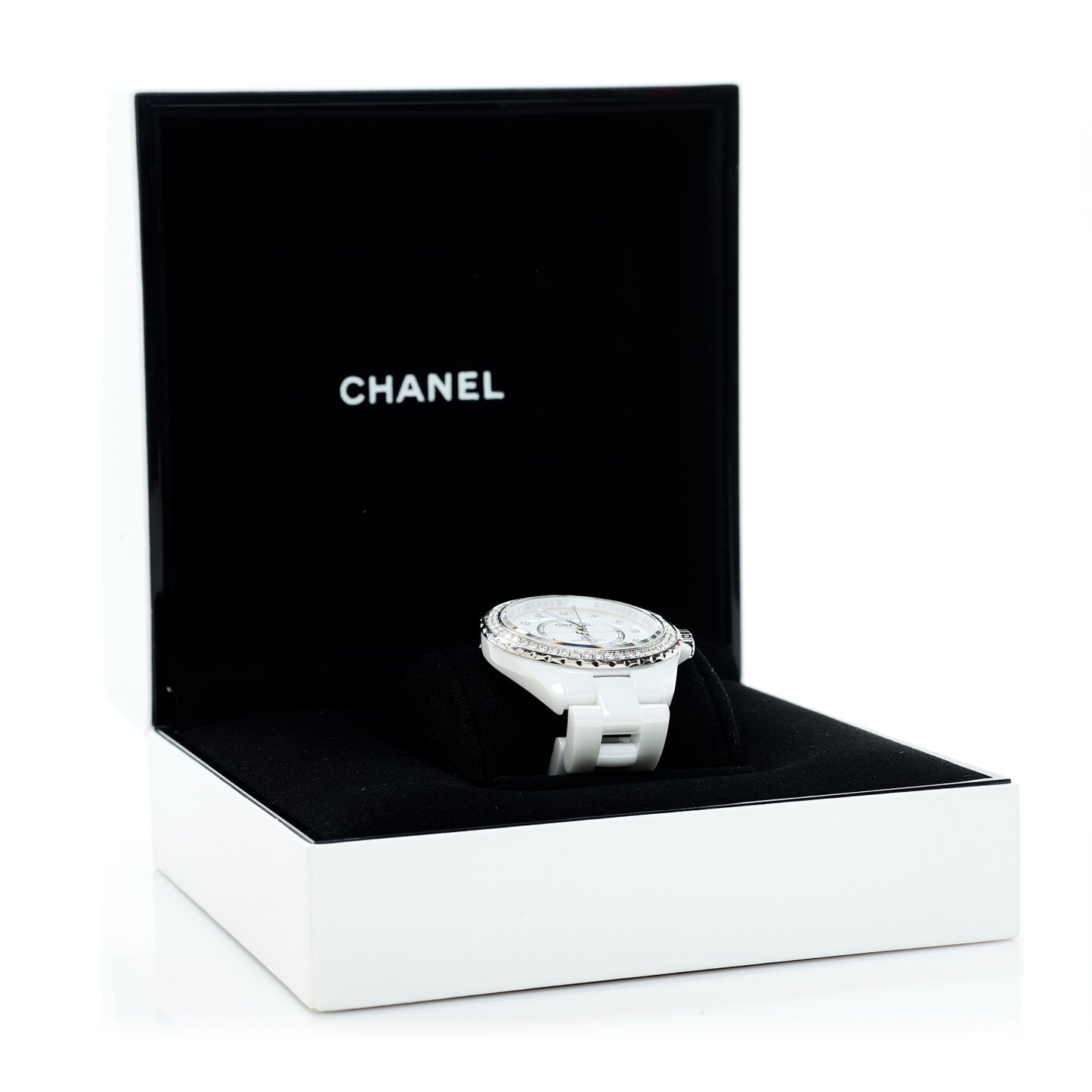 Stainless Steel Ceramic Diamond Pave Bezel 38mm J12 Automatic Watch White