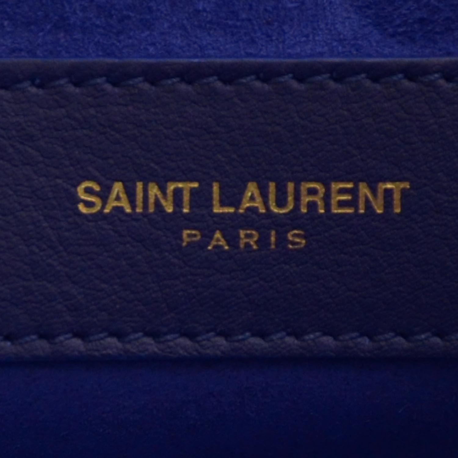 Saint Laurent Leather Chyc Clutch Blue 6 of 8