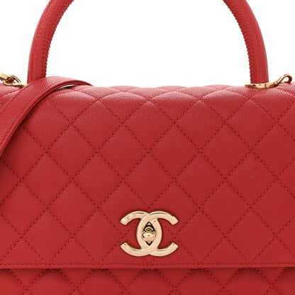 Chanel Caviar Lizard Embossed Quilted Small Coco Handle Flap Red 8 of 15